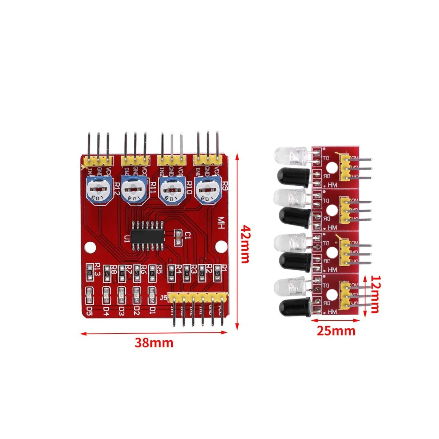 4 Way IR Array Module Imported 4-Channel Infrared IR Line Track Follower Sensor Module Obstacle Avoidance PCB for Smart Car - ML041/RS3106 - Image 6