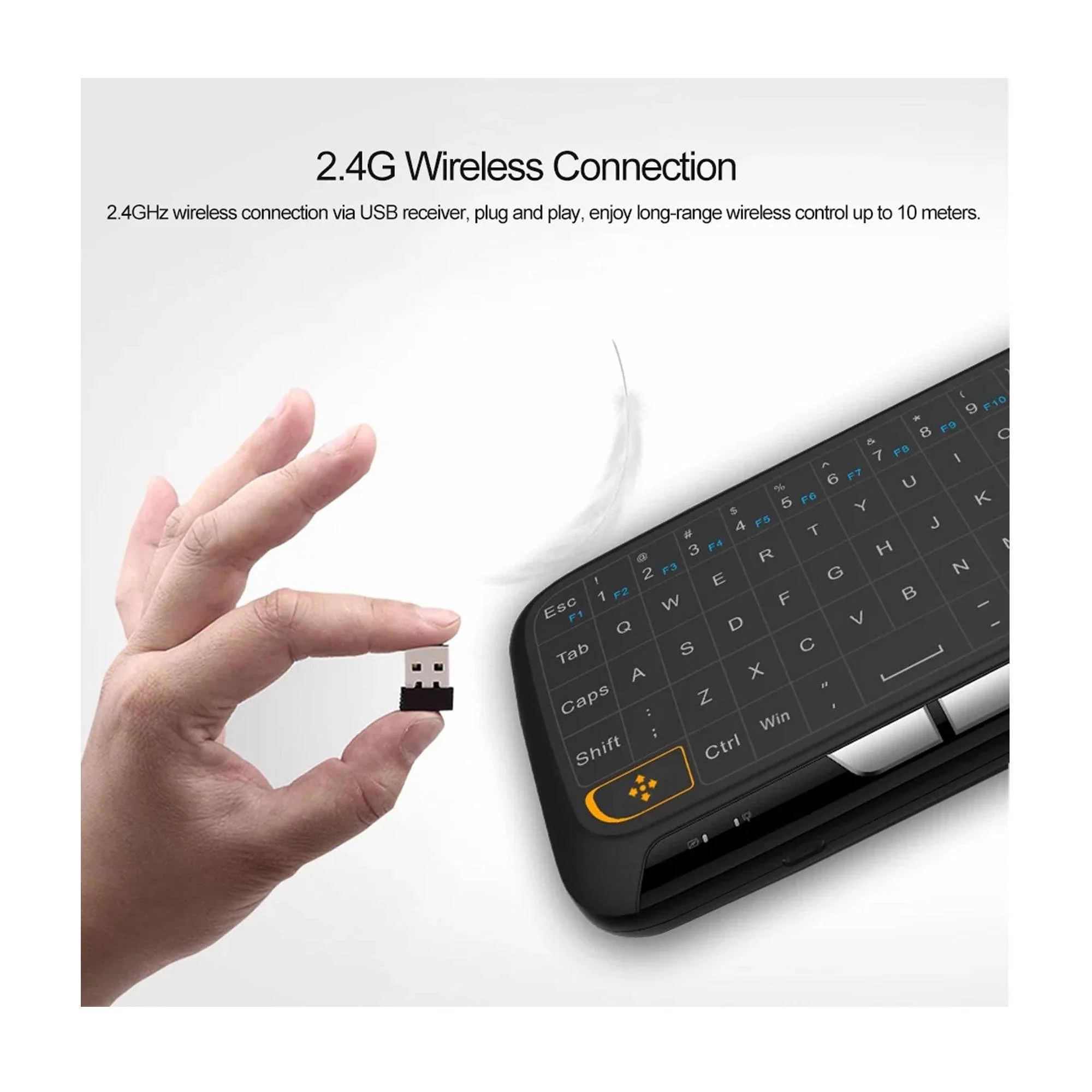 H18 2.4GHz Mini Keyboard H18 2.4GHz Mini Wireless Air Mouse QWERTY Keyboard with Touchpad / Vibration for PC, TV - Black - RS710 - Image 3
