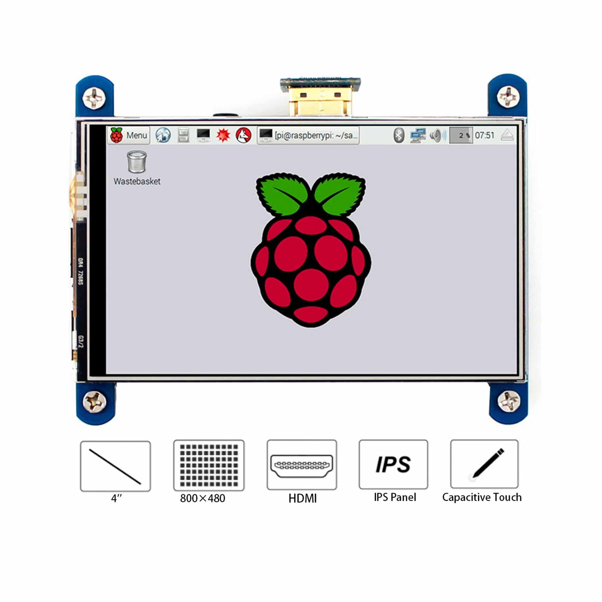 Waveshare 4inch Resistive Touch Screen LCD, 480x800, HDMI, IPS, Low Power for Raspberry Pi 4B/3B+/3B/2B/B+/A+/Zero W, Support Raspbian/Ubuntu/Kali/Retropie - RS1965 - Image 4